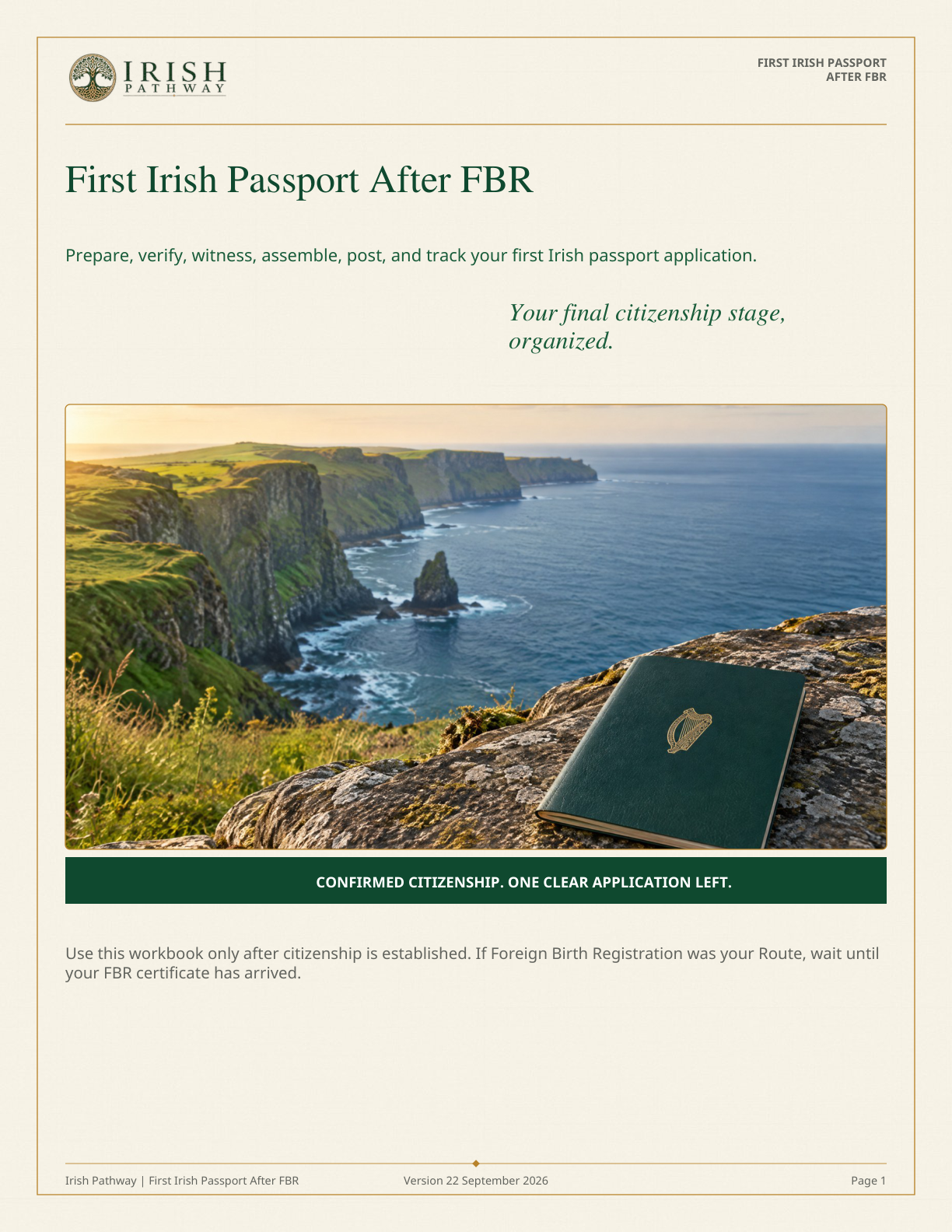 First Irish Passport After FBR cover